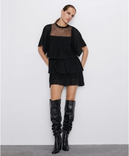 Черное кэжуал платье клеш Zara
