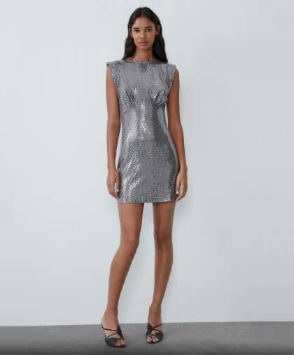 Серебряное мини-платье ZARA