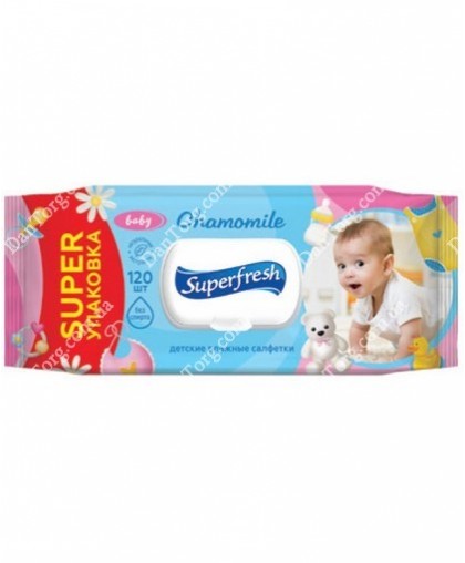 Детская влажная салфетка Baby Super Fresh chamomile с клапаном 120 шт