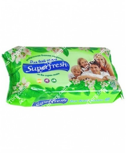 Влажная салфетка Super Fresh для всей семьи 60 шт