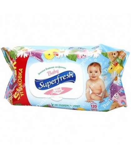 Детские влажные салфетки Baby Super Fresh с клапаном 120 шт