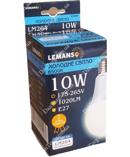 Лампа LED Lemanso A60 10W E27 6500K 220V