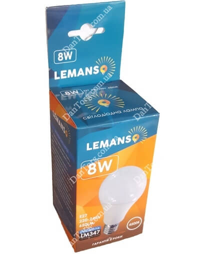 Лампа LED Lemanso  A60 8W E27 400K 220V